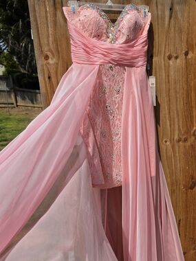 Riva Designs Pink Strapless Formal Long Dress